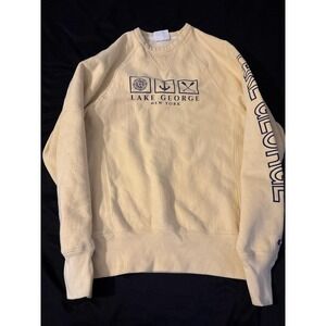 Champion Reverse Weave Lake George NY Sweatshirt Adirondacks Back Graphic Yellow